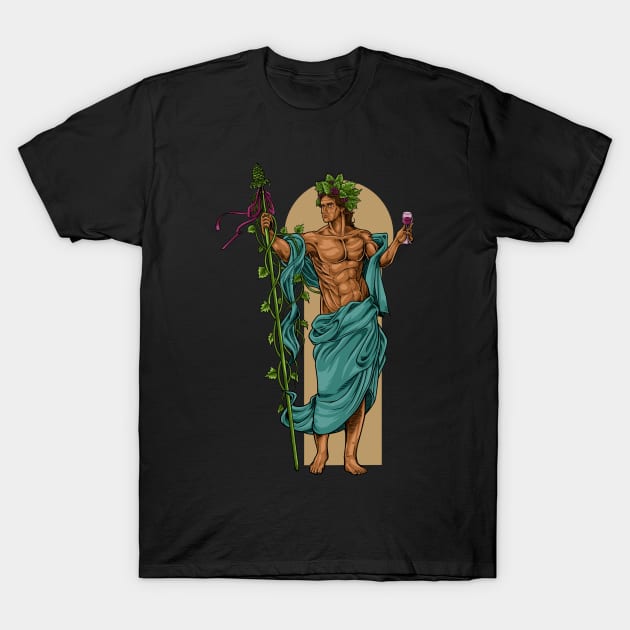 God of Greek mythology - Bacchus Dionysus T-Shirt by Modern Medieval Design